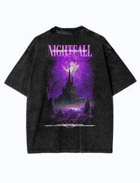 Acid Wash Oversized T-Shirt – Streetwear Mode aus Baumwolle – Unisex T-Shirt - Schwarz - NIGHTFALL