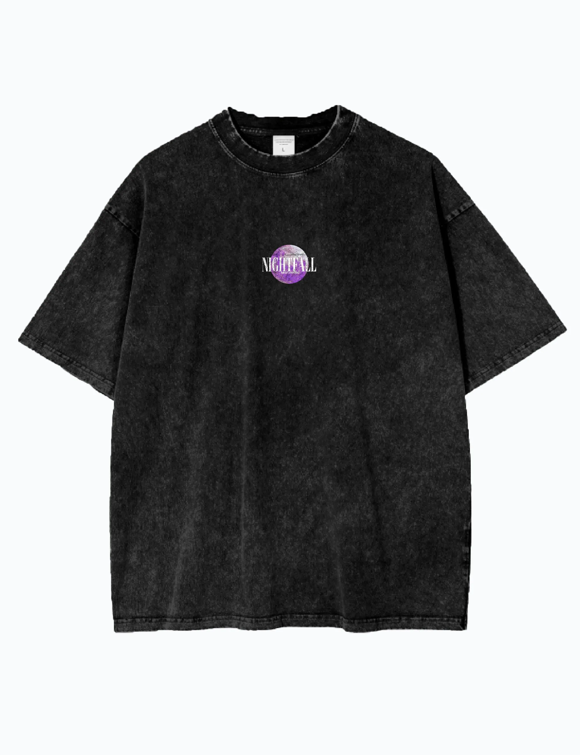 Acid Wash Oversized T-Shirt – Streetwear Mode aus Baumwolle – Unisex T-Shirt - Schwarz - NIGHTFALL