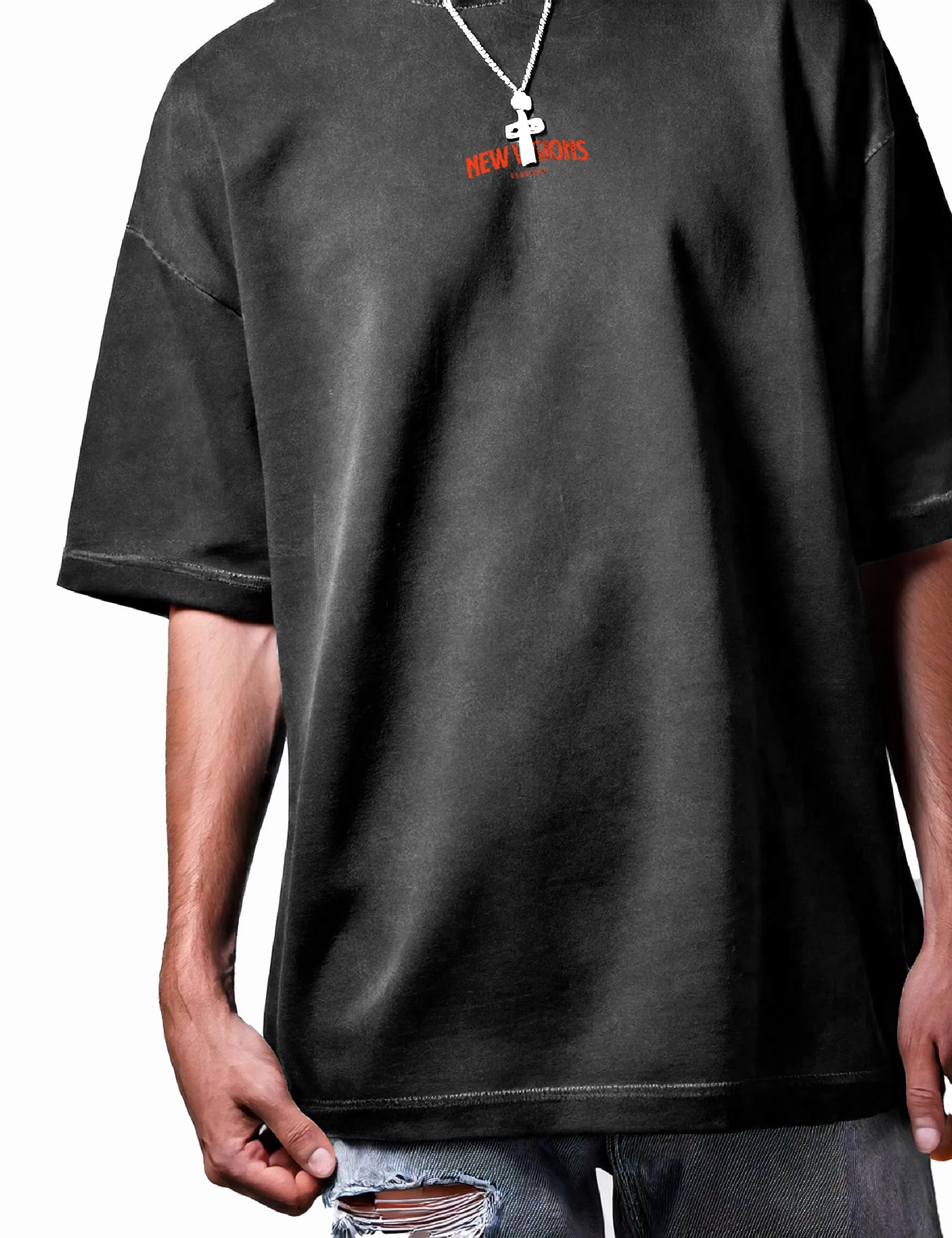 Acid Wash Oversized T-Shirt – Streetwear Mode aus Baumwolle – Unisex T-Shirt - Schwarz - SAVAGE