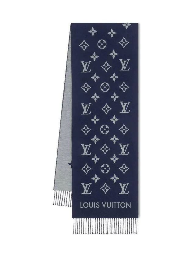 All About Monogram Wool Scarf Navy
