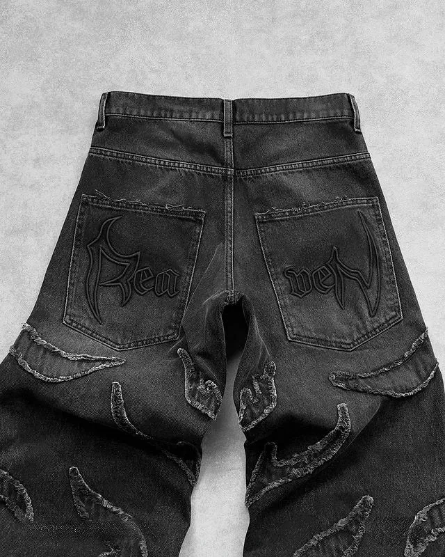 Baggy Herrenjeans im Y2K-Stil mit Distressed-Look