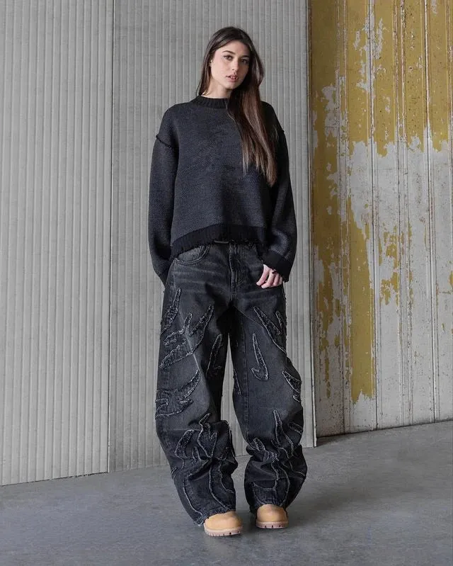 Baggy Herrenjeans im Y2K-Stil mit Distressed-Look