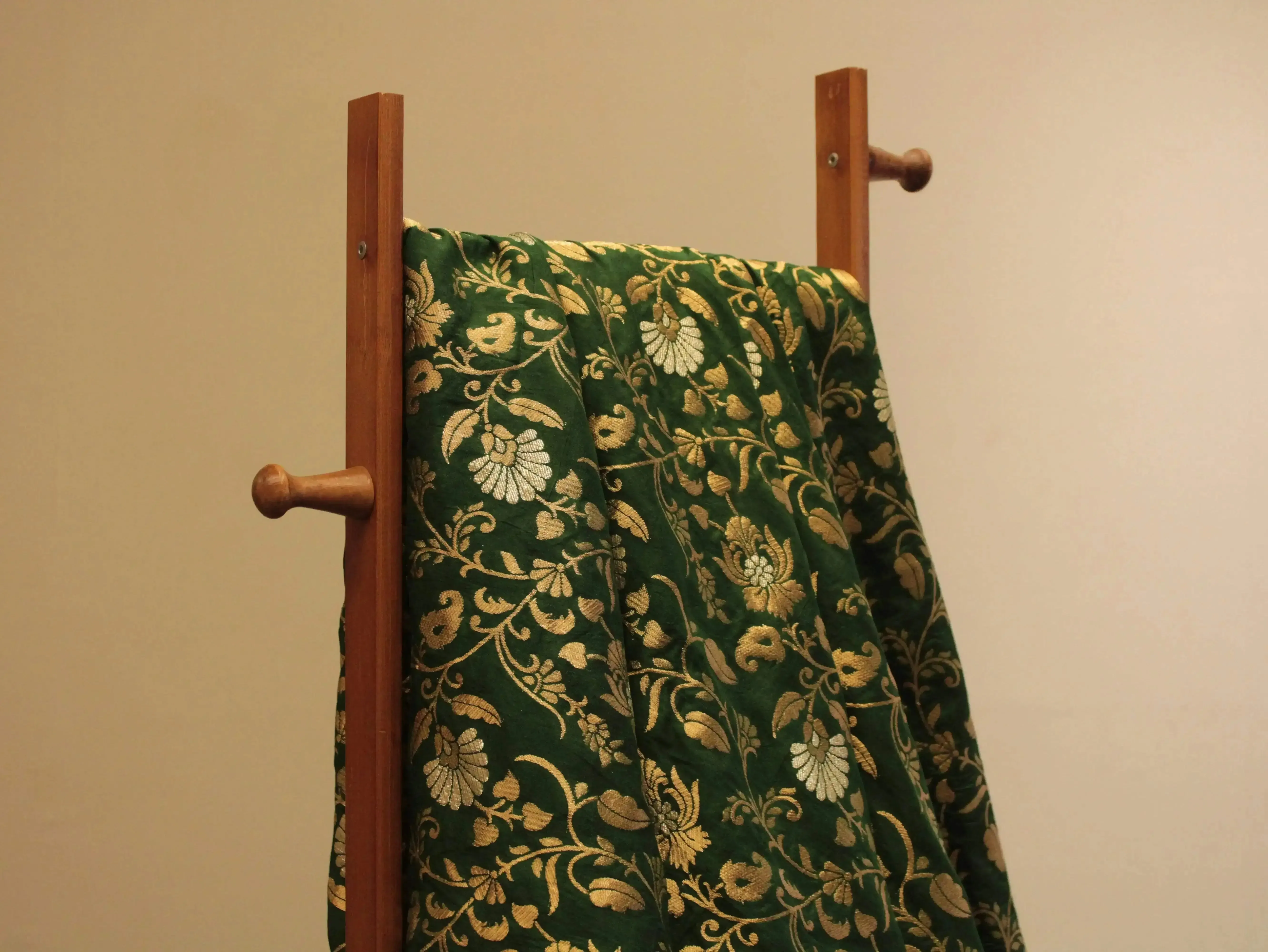 Banarasi Floral Brocade Fabric - Dark Green
