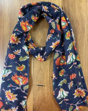 BLOCK PRINT FLOWERS BLUE