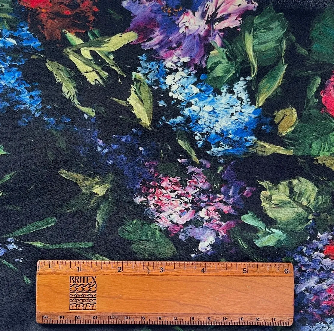 Dramatic Impresinoist Roses Silk Crepe de Chine (Made in Italy)