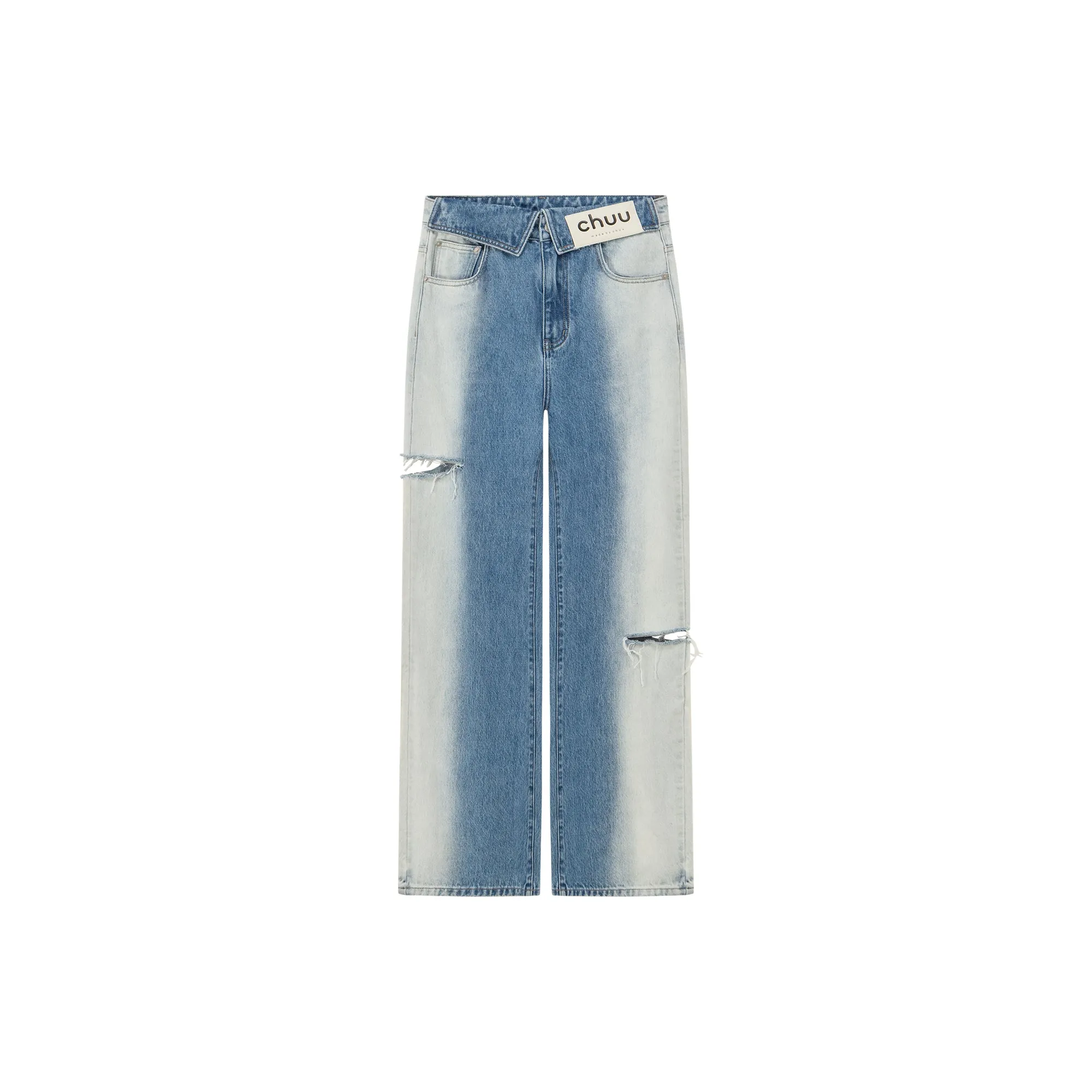 Faded Washed Distressed Denim Jeans