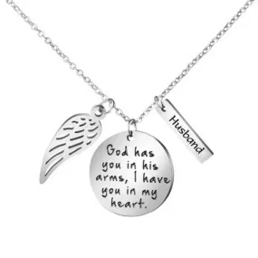 God Has You In His Arms-Wings Heart Necklace- I Have You In My Heart