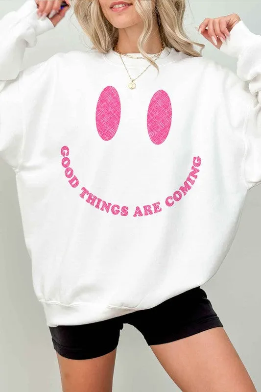 GOOD THINGS ARE COMING OVERSIZED SWEATSHIRT