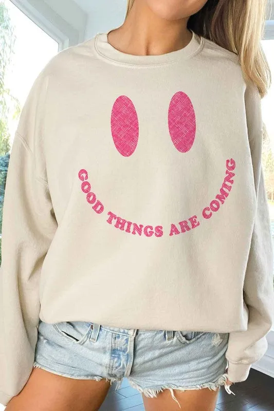 GOOD THINGS ARE COMING OVERSIZED SWEATSHIRT