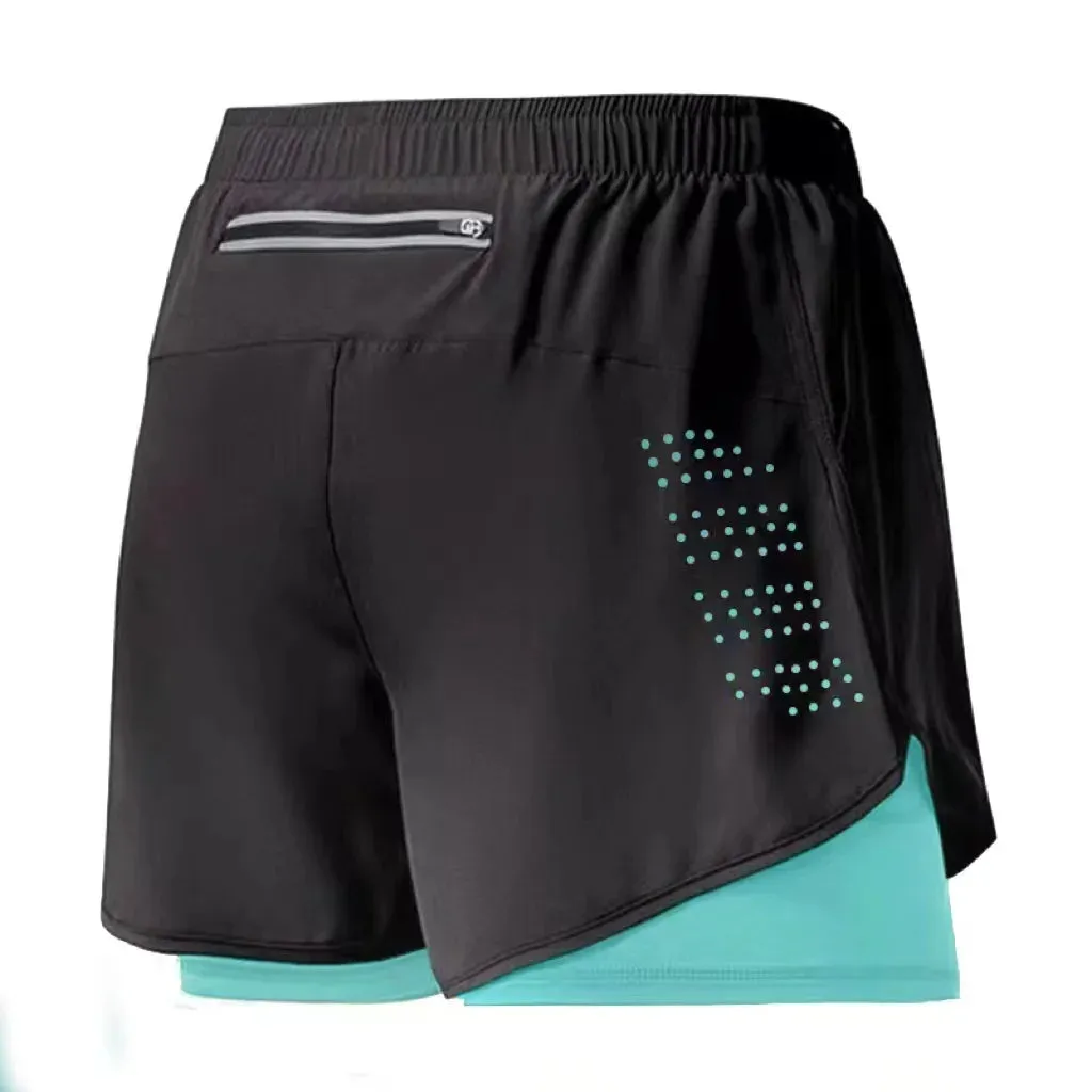 Men's Running Shorts Quick-drying Fitness Black Double Layer Shorts Men New Sport Workout Training Bodybuilding Short Pants
