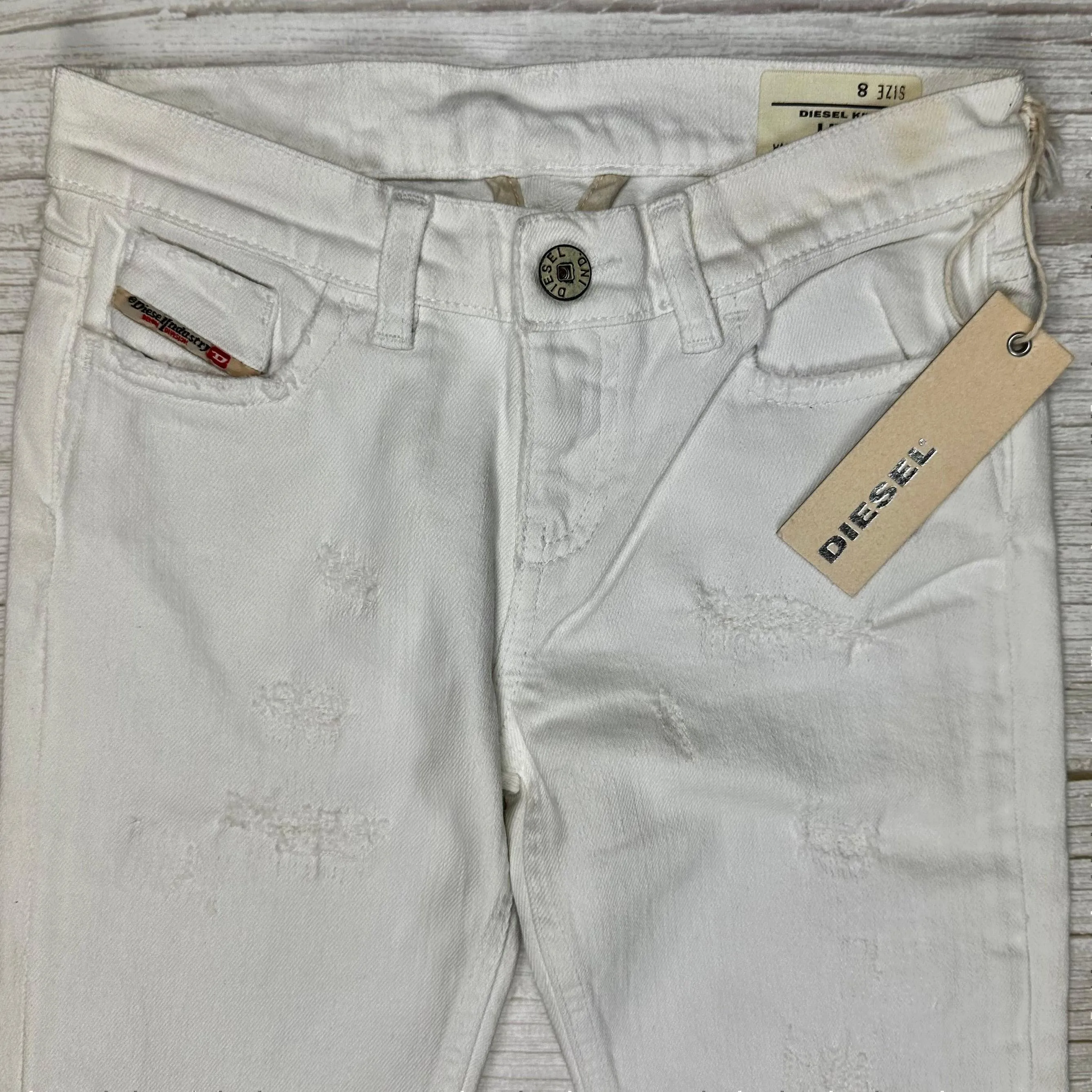 NWT - Diesel 'Liv J' White Straight Leg Jeans Size - 8Y