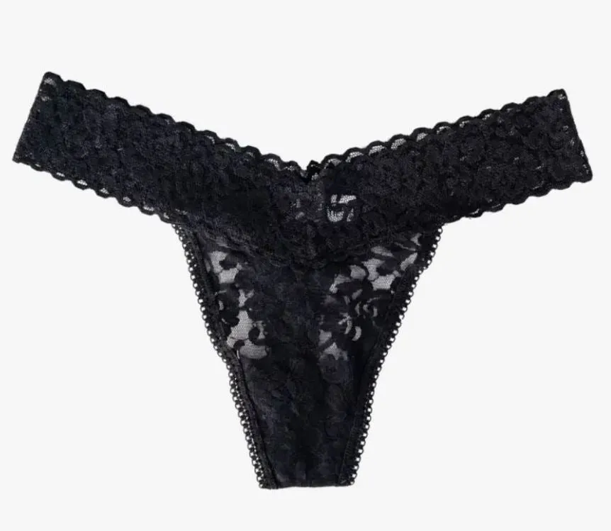 Panic Panties Mid-Rise Lace Thong - Black