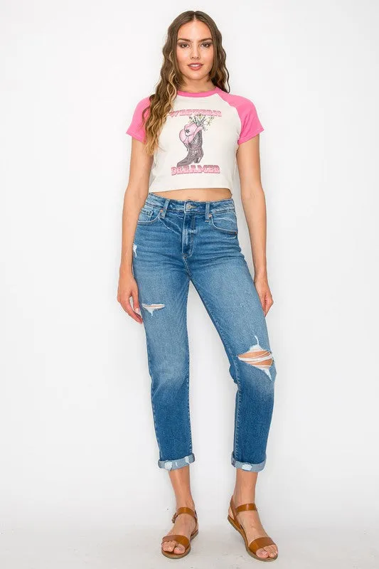 Plus Alexa High Rise Tapered Leg Mom Jeans