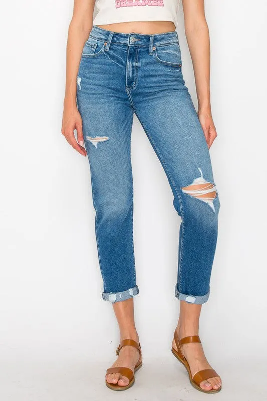 Plus Alexa High Rise Tapered Leg Mom Jeans