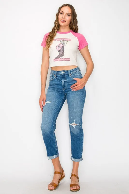 Plus Alexa High Rise Tapered Leg Mom Jeans
