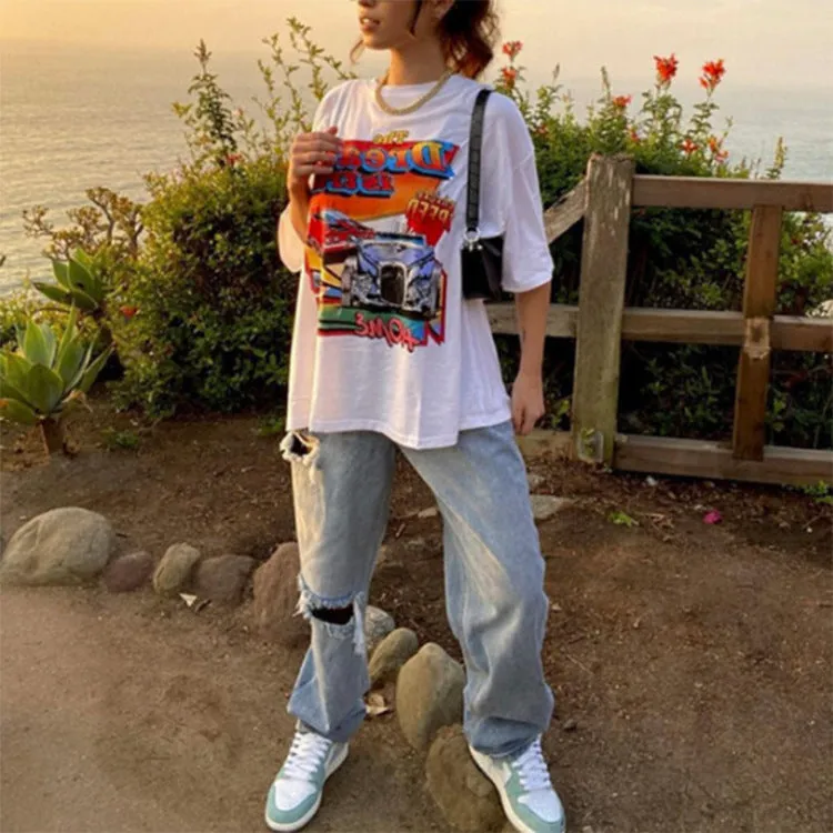 Printed pullover round neck short-sleeved t-shirt