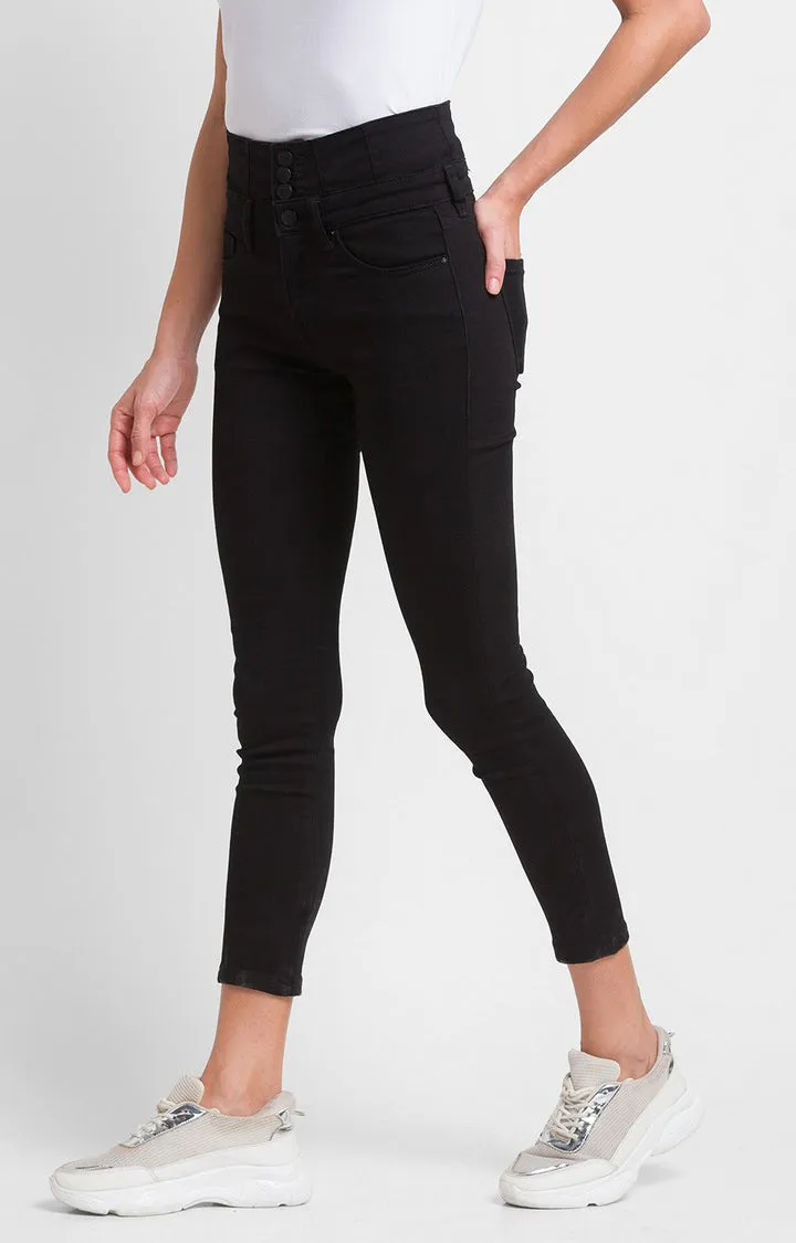 Spykar Black Cotton Super Skinny Regular Length Jeans For Women (Alicia)