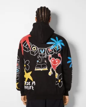 Unisex Black Oversized Hoodie - Young Heart