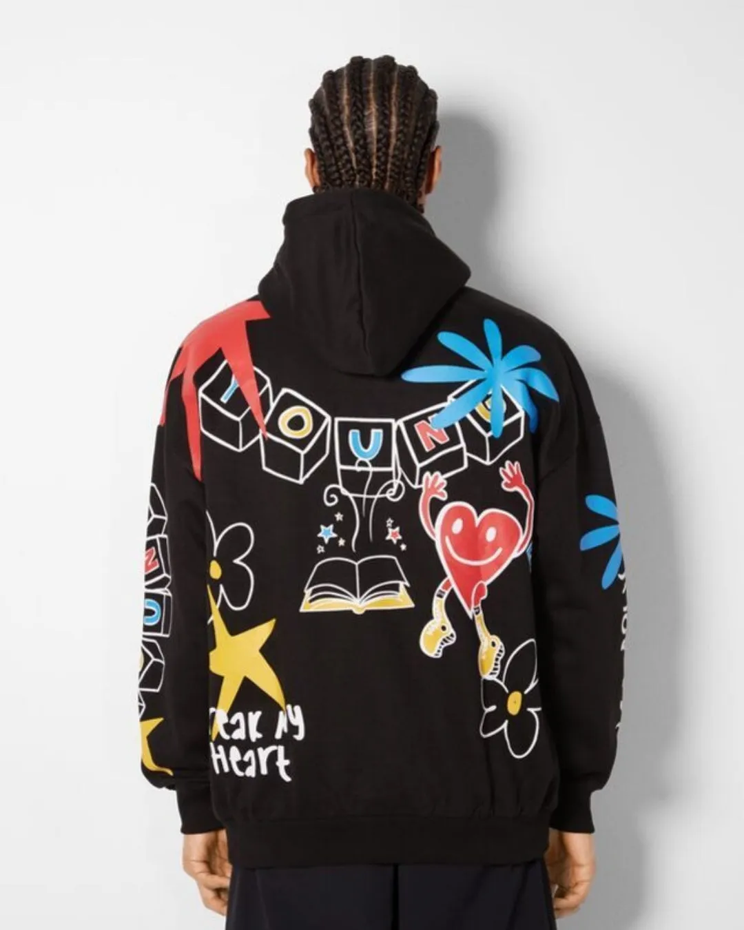 Unisex Black Oversized Hoodie - Young Heart