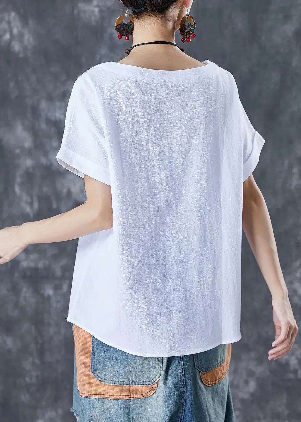 White Applique Cotton Tanks Summer