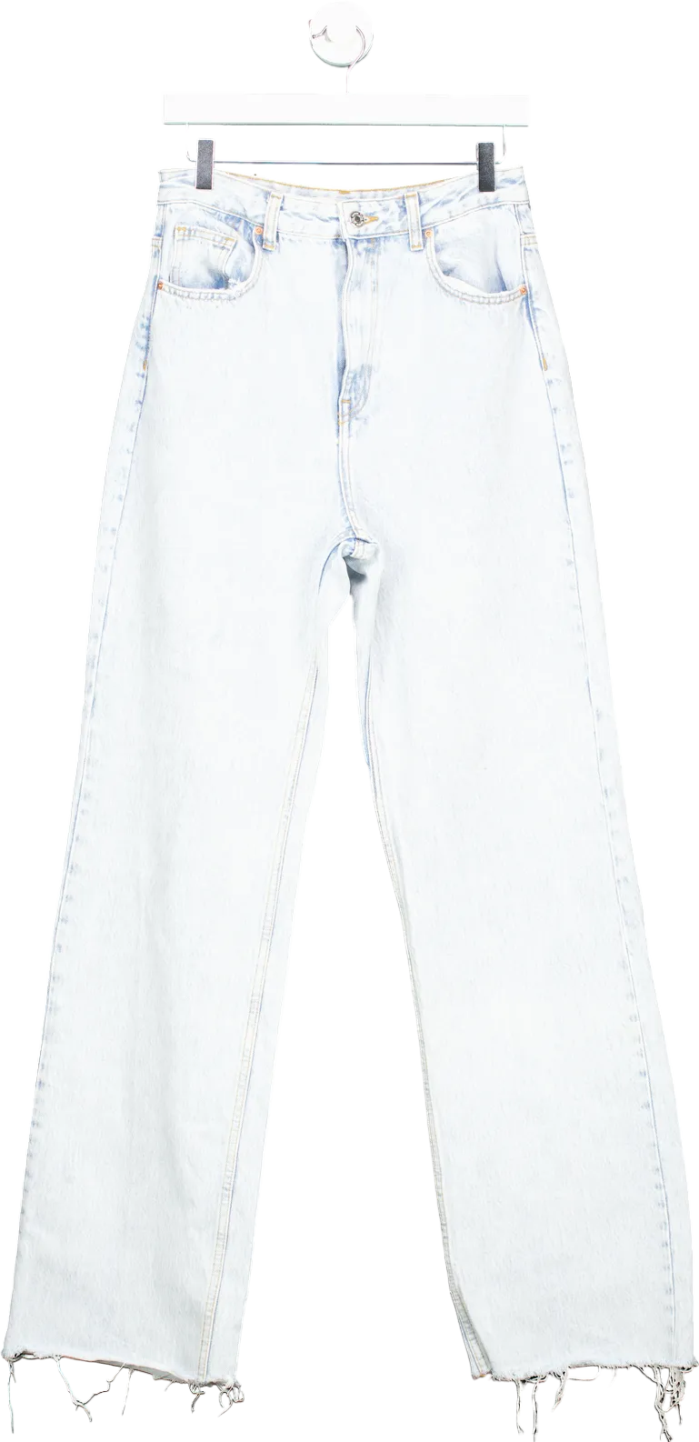 Zara Light Blue Distressed Hem Jeans UK 4